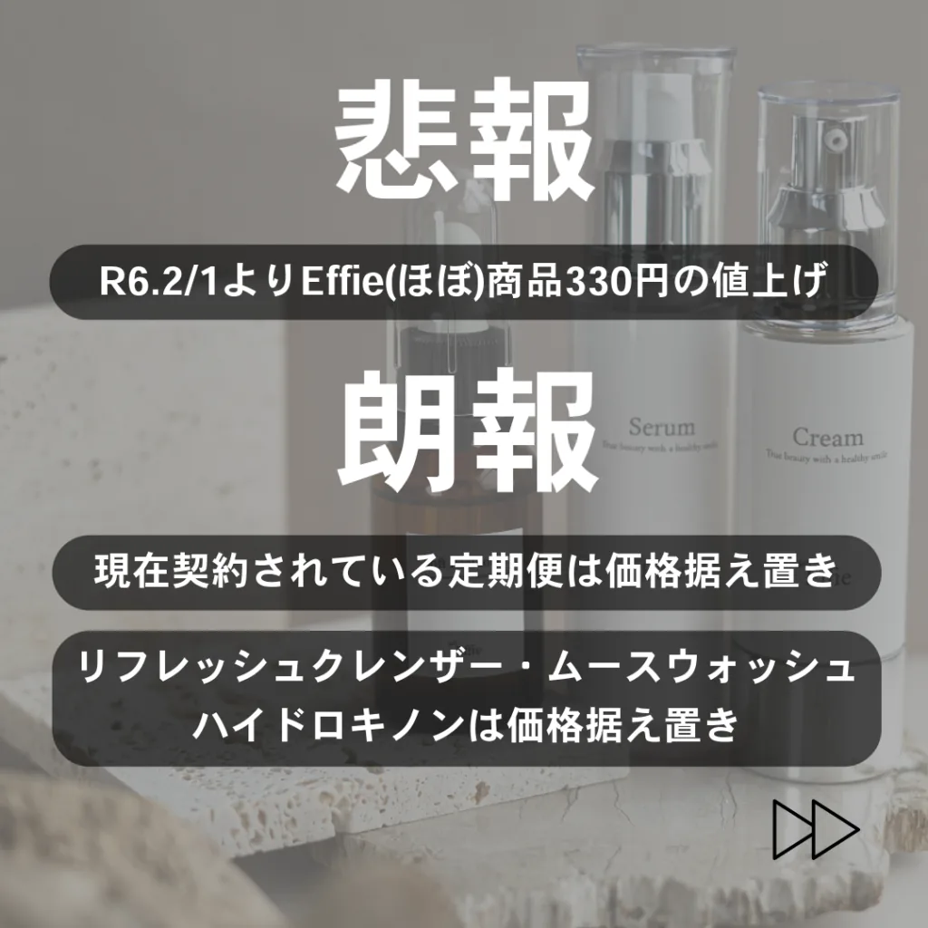 2024年2月1日からの価格改定と、契約中の定期便は価格を据え置くことを伝えるお知らせ画像